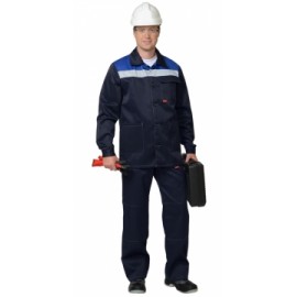 Костюм "СТАНДАРТ": куртка, брюки тёмно-синий  с васильковым и СОП 50 мм.
